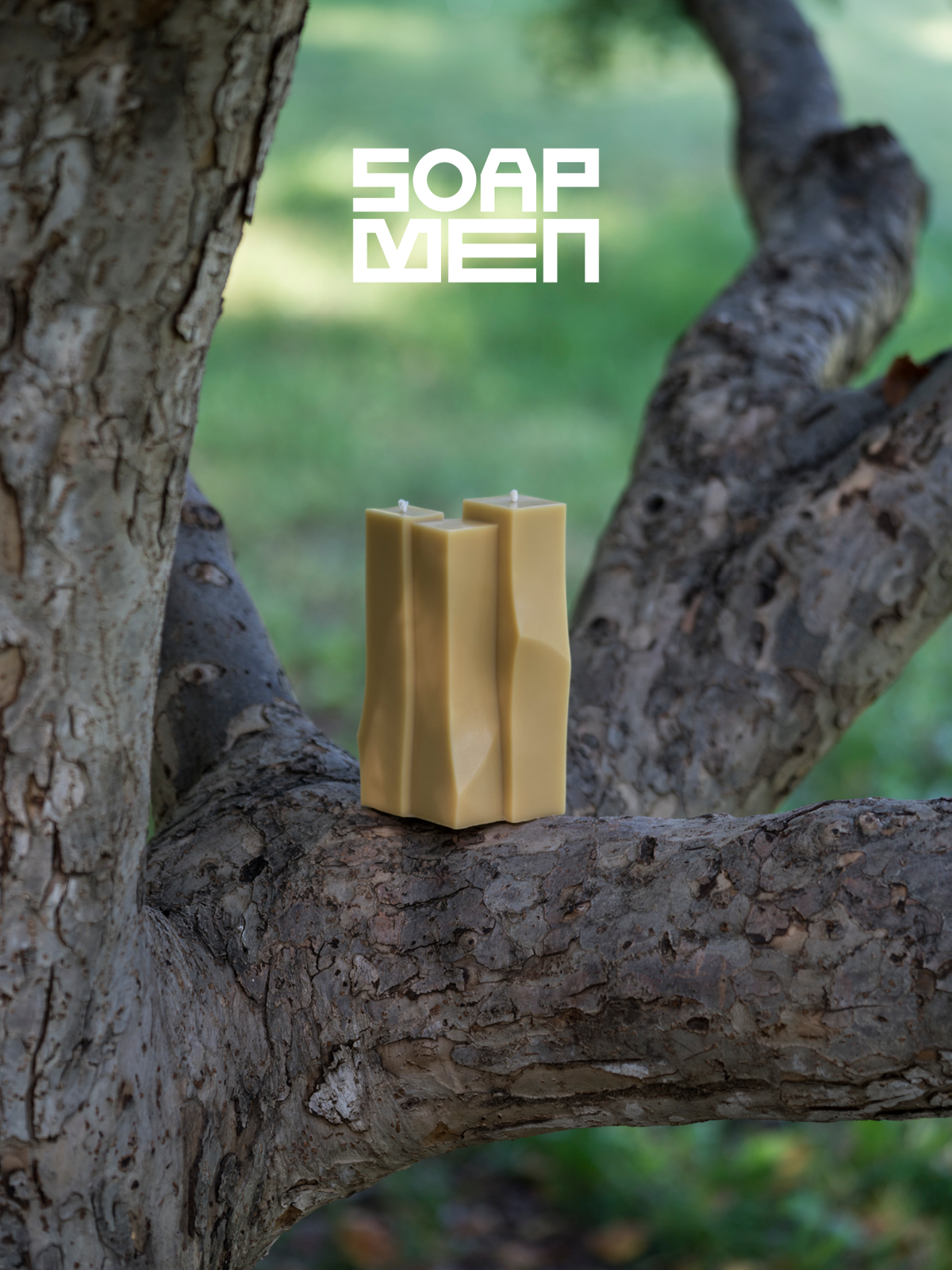 SOAPMAN Vertical Bar Sculpture Candle - Grafting - Khaki