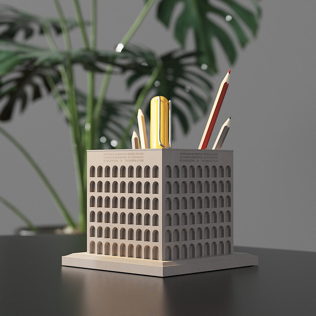 Square Colosseum Concrete Pen Holder