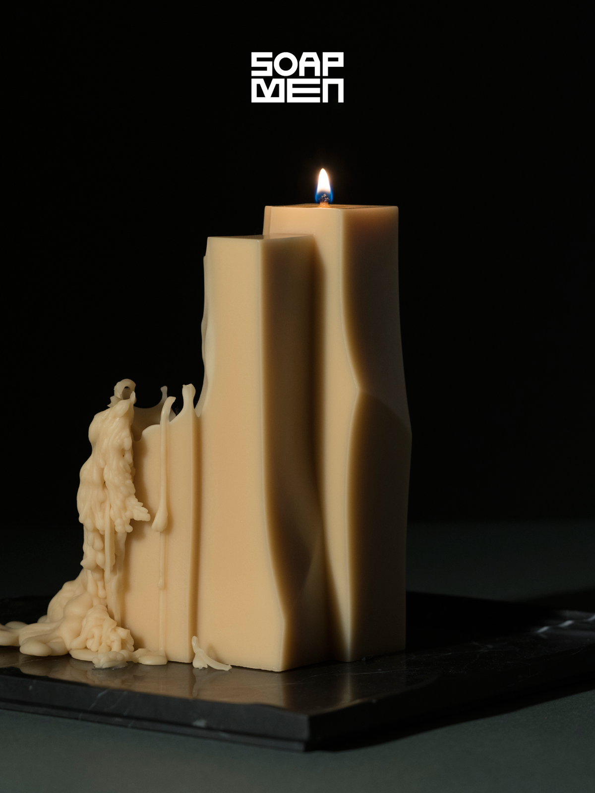 SOAPMAN Vertical Bar Sculpture Candle - Grafting - Khaki