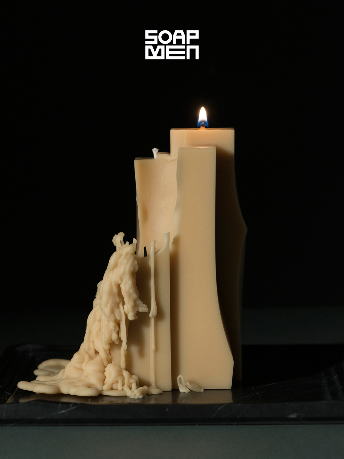 SOAPMAN Vertical Bar Sculpture Candle - Grafting - Khaki
