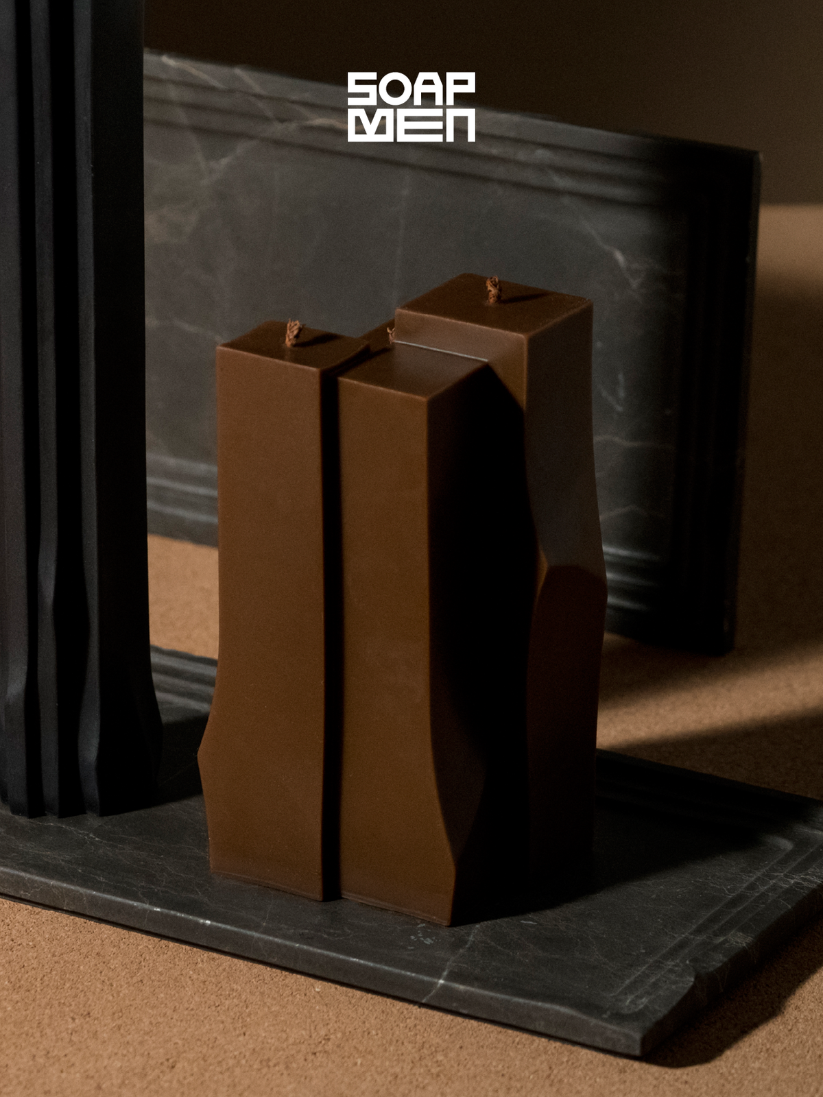 SOAPMAN Vertical Bar Sculpture Candle - Edible Books - Coffee Brown