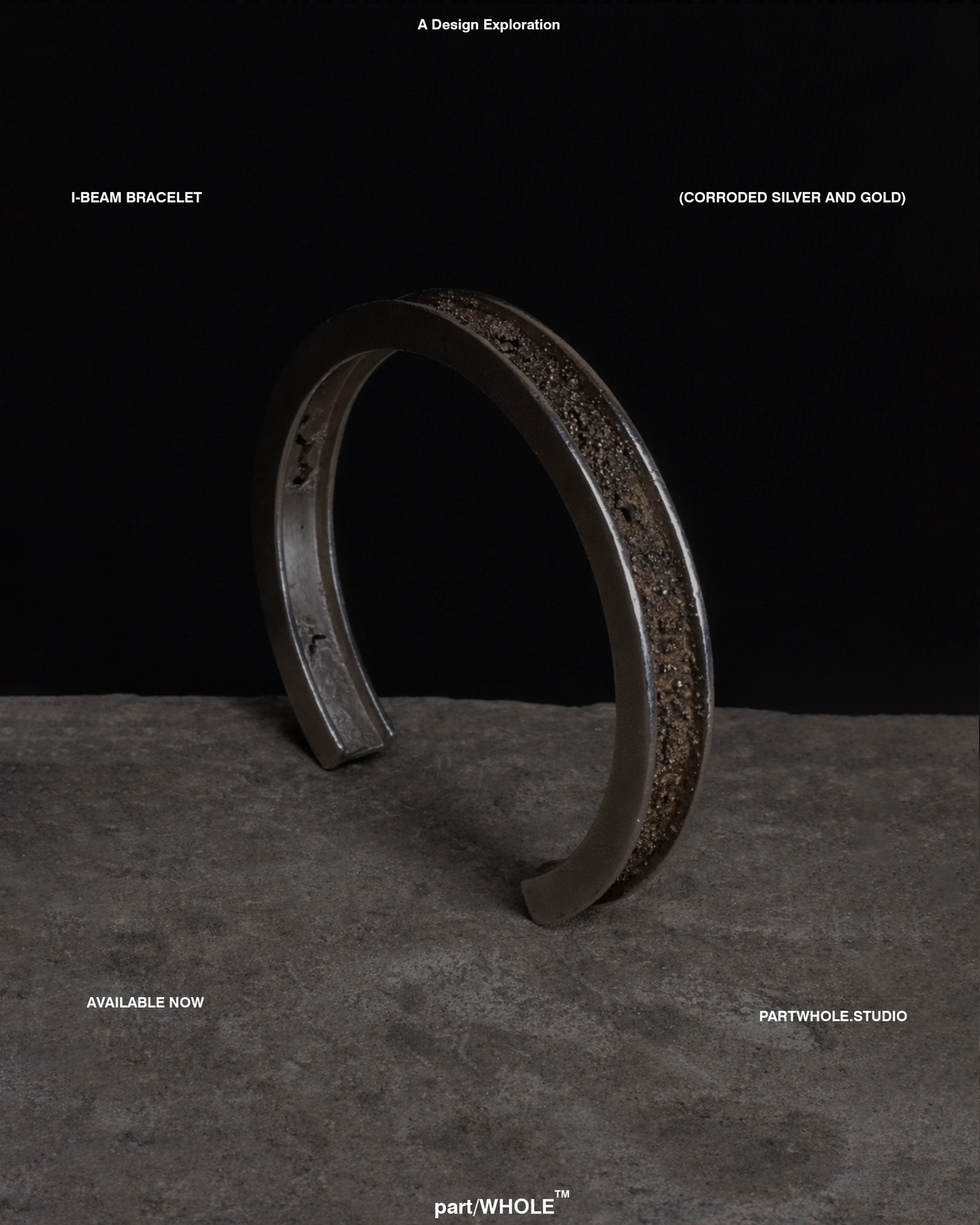 I-Beam Bracelet (Corroded Silver + Gold)