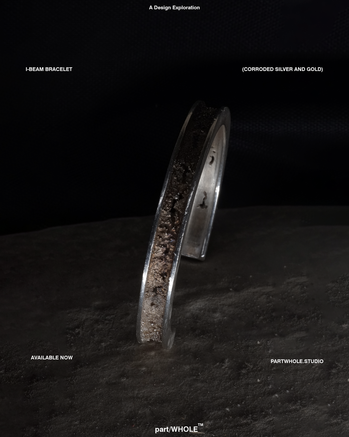 I-Beam Bracelet (Corroded Silver + Gold)