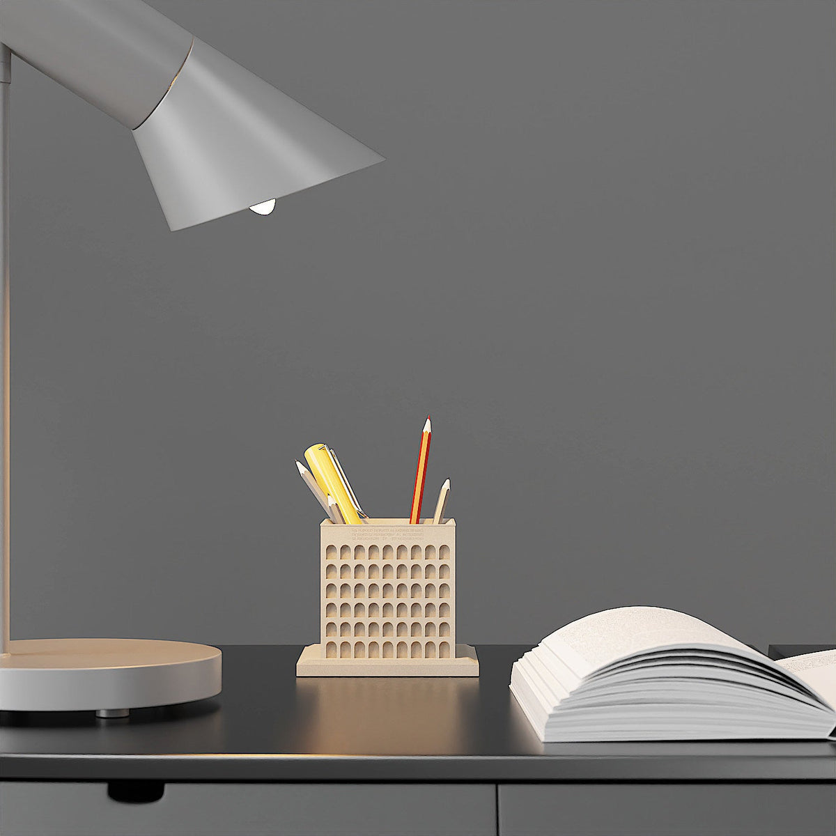 Square Colosseum Concrete Pen Holder